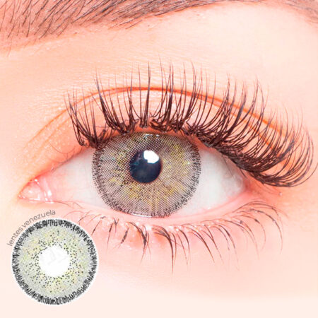 Lentes de contacto tono gris verdoso, con borde